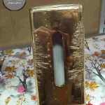 جا دستمال کاغذی رومیزی اطلس طلایی