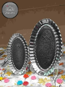 سینی استیل بیضی طرحدار
