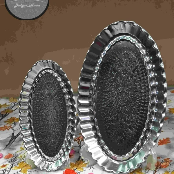 سینی استیل بیضی طرحدار