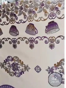 سفره و رومیزی خارجی ابریشمی طلایی - Image 2
