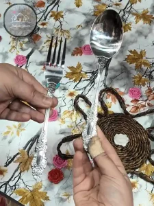 قاشق و چنگال استیل مدل نگین - Image 4