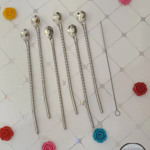 نی نوشیدنی قاشق دار یونیک طرح گل
